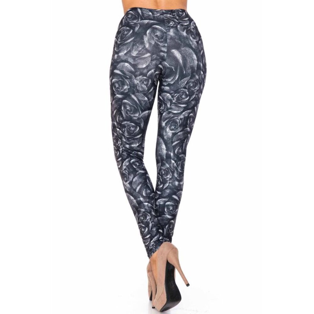 USAFashion Creamy Soft Monochrome Rose Floral Kids Leggings - USA Fashion™